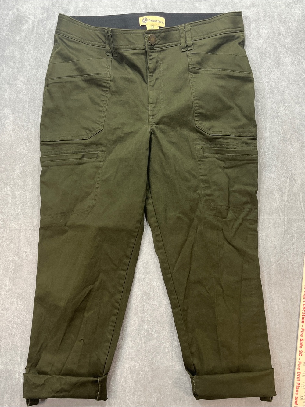 Democracy Ab Technology Olive Green Cargo Utility Pants Size 16